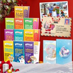 Kişiye Özel Kartpostallı -  Zeka Soruları Seti - 10 Kitap  2  Defter -1