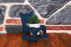 HK Dekor Lora Sallanan Sandalye Çiçeklik - Lacivert