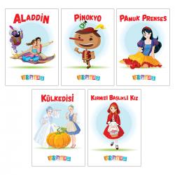 Masal Karakterleri 5'li 64 Sayfa 13,5 x19,5cm Okul Defteri