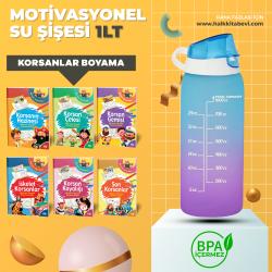 Motivasyonel Su Matarası ve 6'lı Korsanlar Boyama Kitabı - BPA Free - 1000ml