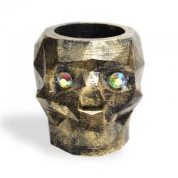 Siyah Üstü Altın Varak Kurukafa Beton Saksı, Kristal Gözlü HK1559-AV