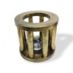 Sütunlu Dekoratif Ahşap Mumluk, Siyah Üzerine Altın Varaklı, Büyük HK0223-SAV