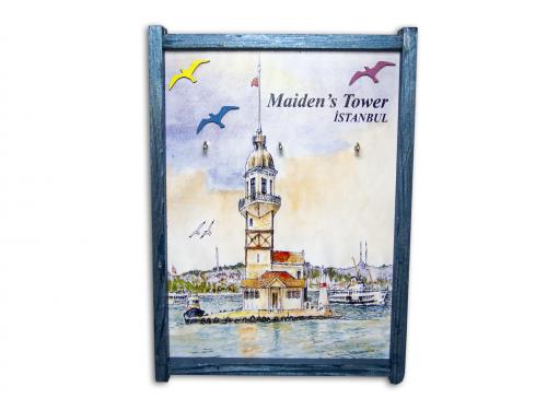 Kızkulesi Temalı Mavi Tablo Anahtarlık Kutusu - Halkkitabevi