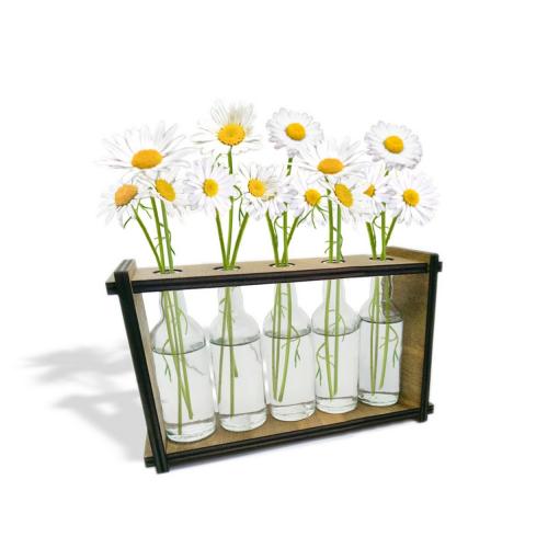 5'li Ahşap Standlı Cam Şişe Saksı Seti - Halkkitabevi 5'li Ahşap Standlı Cam Şişe Saksı Seti - Halkkitabevi