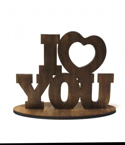 I Love You Ahşap Biblo