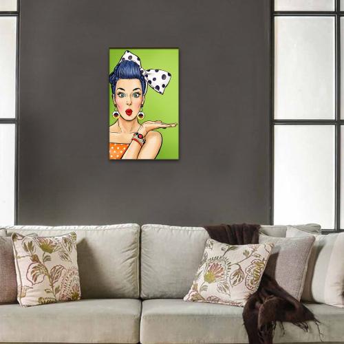 Vera Retro Kadın Baskılı Ahşap Tablo Model 1