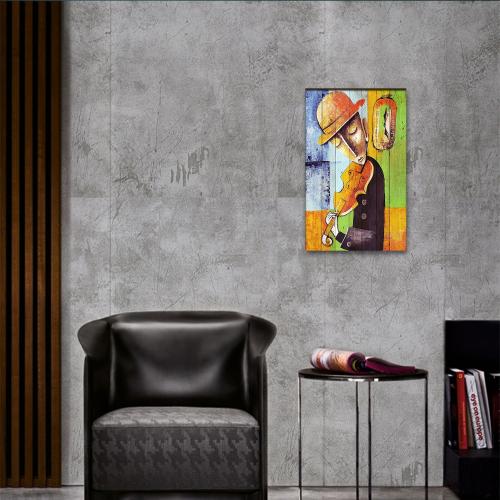 Vera Keman Çalan Adam Baskılı Ahşap Tablo - Halkkitabevi