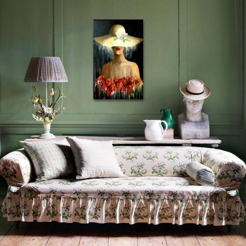 Vera Kırmızı Güllü Kadın Baskılı Ahşap Tablo - Halkkitabevi