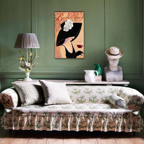 Vera Beyaz Gül Şapkalı Kadın Baskılı Retro Ahşap Tablo - Halkkitabevi