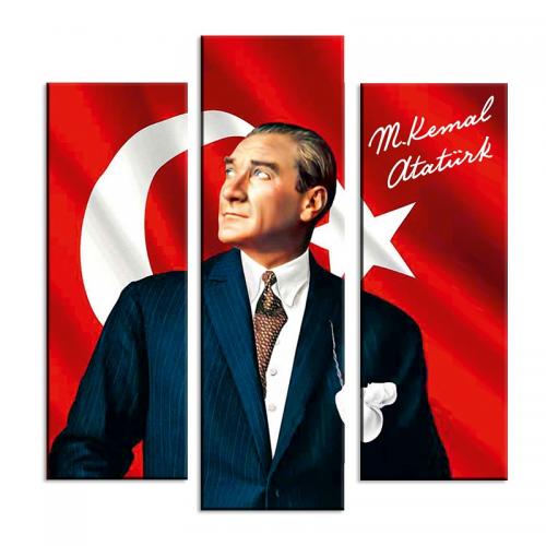 3'lü Ahşap Magnet - Atatürk Resimli Model 1 - Halkkitabevi