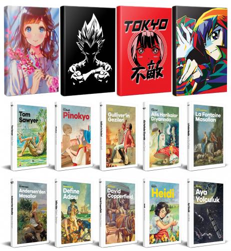 10 Dünya Çocuk Klasiği ve 4 Anime Defter -Set-4