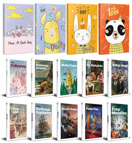 10 Dünya Çocuk Klasiği ve 4 Çizgili Defter -Set-1