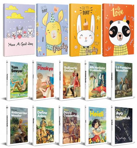 10 Dünya Çocuk Klasiği ve 4 Çizgili Defter -Set-4