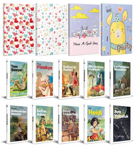 10 Dünya Çocuk Klasiği ve 4 Çizgili Defter -Set-6
