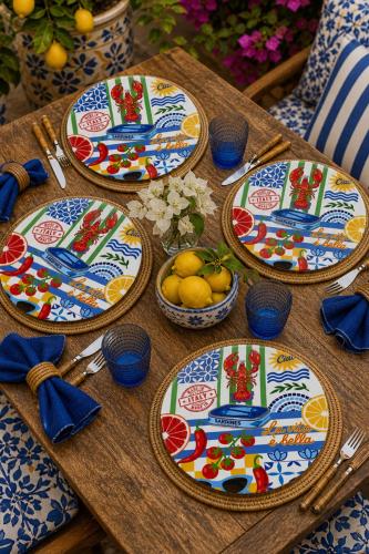 Sicilya Serisi Kolaj 4'lü Supla Set – Sicilya Temalı - 30 cm, 3 mm MDF, UV Baskı, Masa Sunumu