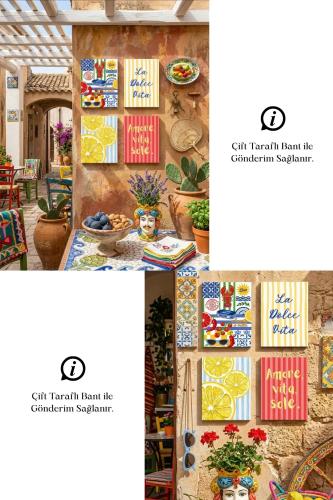 La Dolce Vita Tablo Seti 4'lü Set – Sicilya Temalı- 15x20 cm, 3 mm MD
