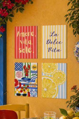 La Dolce Vita Tablo Seti 4'lü Set – Sicilya Temalı- 15x20 cm, 3 mm MD