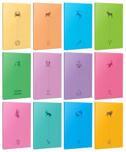 12li Burç-Astroloji Temalı 13,5x19,5cm 64 Sayfa Çizgisiz Defter Seti -1