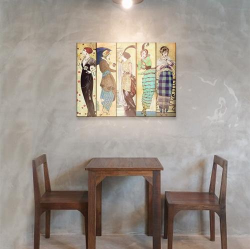 5'li Retro Kadınlar Ahşap Tablo - Halkkitabevi