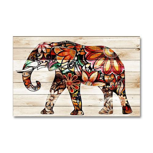 Vera Renkli Fil Baskılı Ahşap Tablo - Halkkitabevi