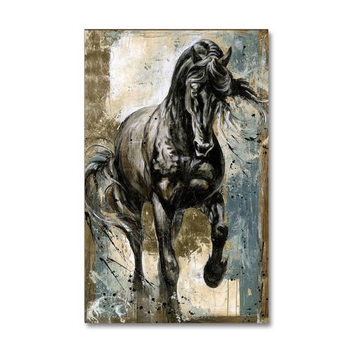 Vera Siyah Koşan At Baskılı Ahşap Tablo Model 2 - Halkkitabevi