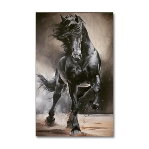 Vera Siyah Koşan At Baskılı Ahşap Tablo Model 1 - Halkkitabevi
