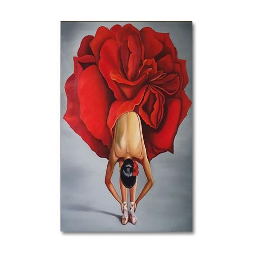 Vera Kırmızı Elbiseli Balerin Baskılı Ahşap Tablo - Halkkitabevi