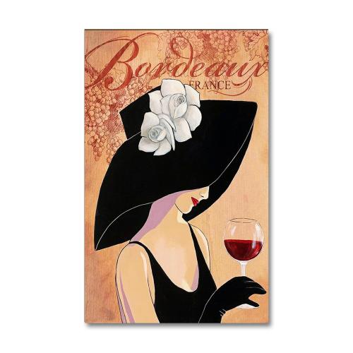 Vera Beyaz Gül Şapkalı Kadın Baskılı Retro Ahşap Tablo - Halkkitabevi