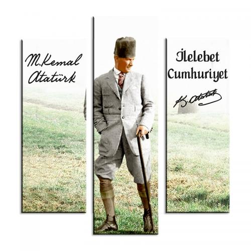 3'lü Ahşap Magnet - Atatürk Resimli Model 2 - Halkkitabevi