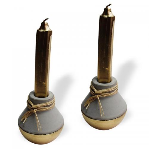 2'li Altın Topaç Beton Mumluk - Halkkitabevi