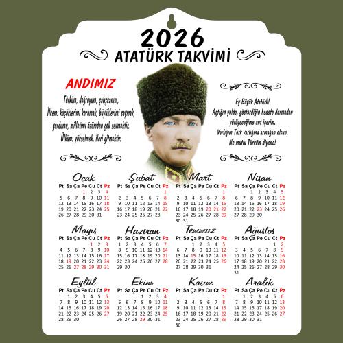2026 Ahşap Atatürk Takvimi Kalpaklı - Halkkitabevi