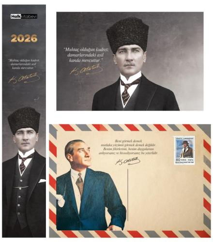 2026 Atatürk İstikbal Ajanda - İmza Duvar Takvimi - Masa Takvimi - Ayr