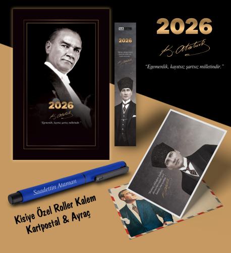 2026 Gazi Paşa Atatürk Ajandası Ayraç Kartpostal Kalem - Lacivert - Ha