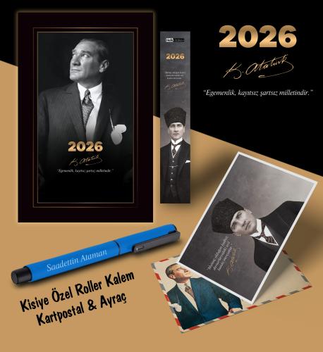 2026 İstikbal Atatürk Ajandası Ayraç Kartpostal Kalem - Mavi - Halkkit