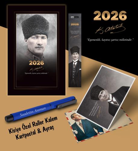 2026 Komutan Atatürk Ajandası Ayraç Kartpostal Kalem - Lacivert