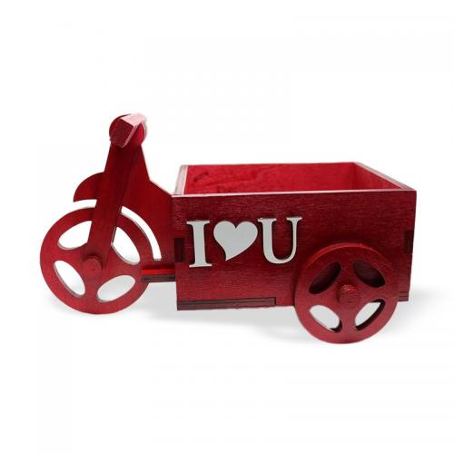 Büyük Bisiklet Çiçeklik Kırmızı, I Love You Yazılı