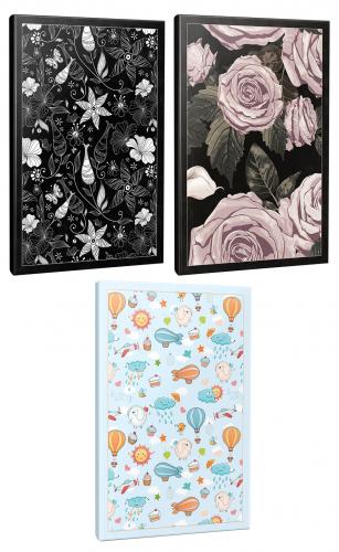 3'lü Çizgili Okul Defteri Seti -Kelebeğin Dünyası-Kara Gül-Gökyüzü