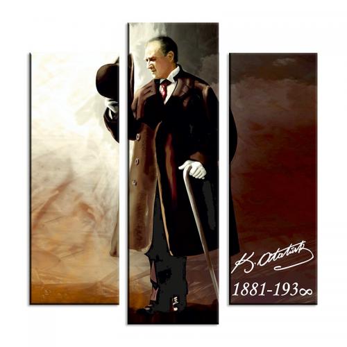 3'lü Ahşap Magnet - Atatürk Resimli Model 3 - Halkkitabevi