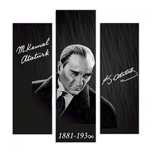 3'lü Ahşap Magnet - Atatürk Resimli Model 8 - Halkkitabevi
