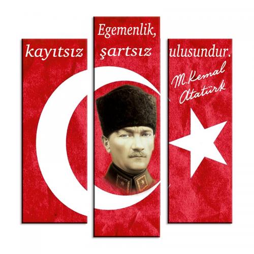 3'lü Ahşap Magnet - Atatürk Resimli Model 9 - Halkkitabevi