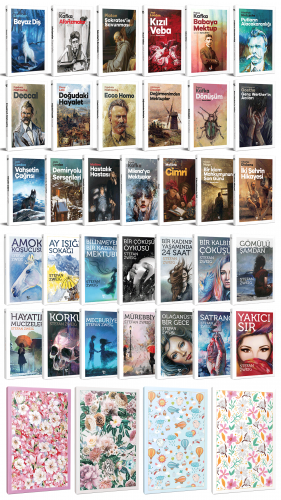 33 Dünya Klasiği ve Çiçekli Çizgili Defter Seti -2 - Halkkitabevi