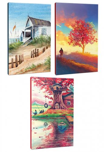 3lü Manzara Temalı 13,5x19,5cm 64 Sayfa Çizgili Okul Defteri Seti -10 