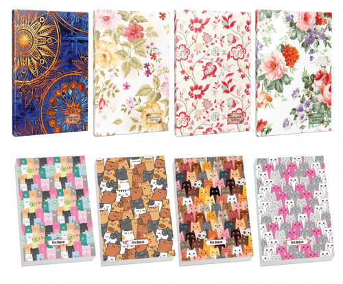4lü  Çiçek Desenli 64 Sayfa Planlama Defteri ve 4 Bloknot-1 - Halkkita
