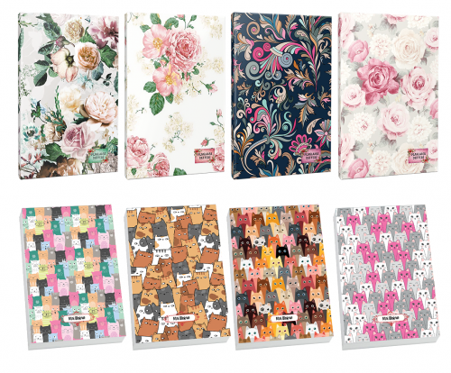 4lü Çiçekli Çizgili  64 Sayfa Defter Seti ve 4 Bloknot -3 - Halkkitabe