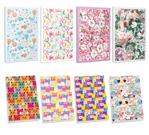 4lü Çiçekli Çizgili  64 Sayfa Defter Seti ve 4 Bloknot -2 - Halkkitabe