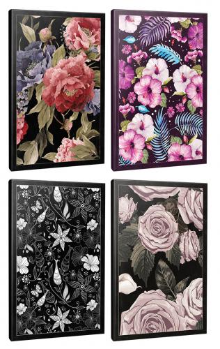 4'lü Çizgili Okul Defteri Seti -Saklı Bahçe-Retro-Kelebeğin Dünyası-Kara Gül