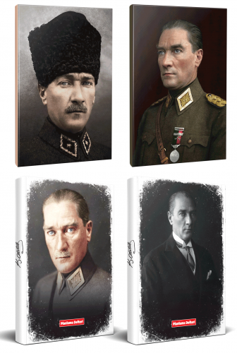 4lü Atatürk 64 Sayfa 13,5x19,5cm Defter ve 176 Sayfa Planlama Defteri 
