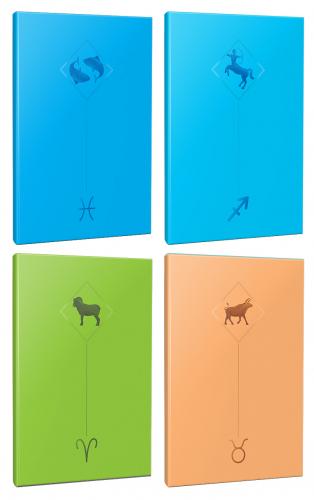 4lü Burç-Astroloji Temalı 13,5x19,5cm 64 Sayfa Çizgisiz Defter Seti -2