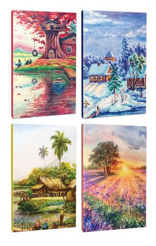4lü Manzara Temalı 13,5x19,5cm 64 Sayfa Çizgili Okul Defteri Seti -5