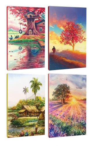 4lü Manzara Temalı 13,5x19,5cm 64 Sayfa Çizgili Okul Defteri Seti -6